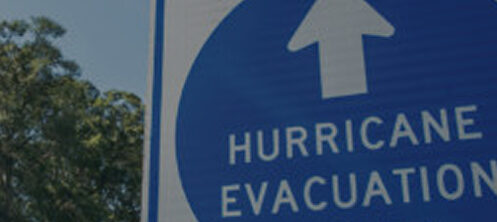 Hurricane evacuation route sign in Tampa, FL