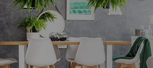 Home dining area with hanging plants in Tampa, FL