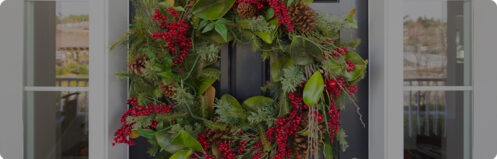 Holiday wreath on a door of a Florida home