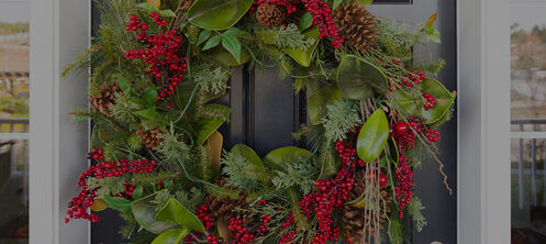 Holiday wreath on a door of a Florida home