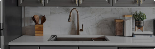 Sink in a beautiful remodeled kitchen