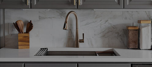 Sink in a beautiful remodeled kitchen