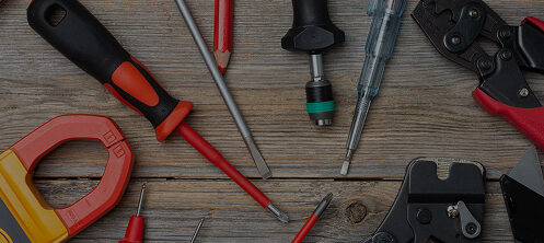 Flatlay of tools an electrician would use