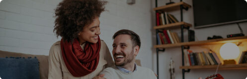 Happy interracial couple enjoying time in their Sarasota, FL home