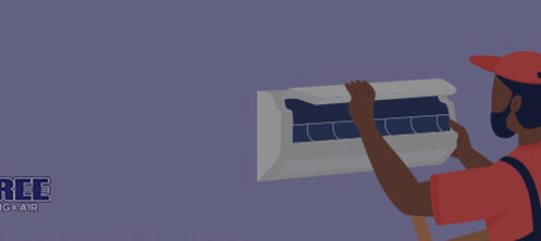 Infographic of a man changing a ductless unit air filter